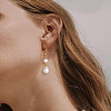 Teardrop Alloy Imitation Plastic Pearl Dangle Earrings FS-WG3074F-01-2