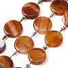 Natural Striped Agate/Banded Agate Coin Beads Strands G-NH0040-01B-1