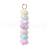 Macaron Color Dyed Natural Freshwater Shell Rondelle Beaded Pendants PALLOY-JF03706-01-3