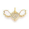 Brass Micro Pave Clear Cubic Zirconia Pendants KK-N268-09G-1