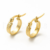 201 Stainless Steel Grooved Hoop Earrings with 304 Stainless Steel Pin for Women EJEW-M214-14D-G-2