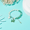 4Pcs 4 Style Round Natural Mixed Gemstone & Shell Pearl Beaded Stretch Bracelets Set BJEW-TA00191-4
