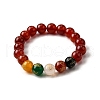 Natural Carnelian Round Beaded Bracelets BJEW-M110-03B-2