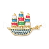 Brass Micro Pave Cubic Zirconia with Enamel Pendants KK-U062-33G-1