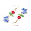 Glass Seed Beads Butterfly Dangle Earrings EJEW-MZ00347-02-4
