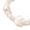 Natural Pearl & Shell Beaded Bracelets BJEW-C051-25G-2