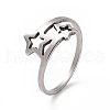 Non-Tarnish 201 Stainless Steel Double Star Finger Ring RJEW-J051-14P-1