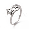 201 Stainless Steel Double Star Finger Ring RJEW-J051-14P-1