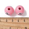 Mother's Day Theme Printed Wood European Beads WOOD-F016-09-3