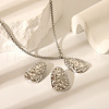 Stainless Steel Hammered Teardrop Stud Earrings & Pendant Necklaces Sets for Women ZG3175-1-1