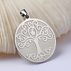 Flat Round with Tree of Life 201 Stainless Steel Pendants STAS-I040-06A-1-2