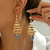 Brass Enamel Evil Eye Tassel Chandelier Earrings BJ5861-4