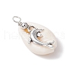 Natural Cowrie Shell & Alloy Sea Animals Pendants PALLOY-JF03751-05-3