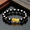 Glass Round Bead Stretch Bracelets WG0941C-07-1