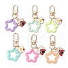 6Pcs 6 Colors Flower Opaque Acrylic Pendant Decorations HJEW-JM02330-1