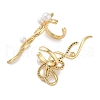 Bowknot Brass Micro Pave Cubic Zirconia Cuff Earrings for Women EJEW-E310-04G-2