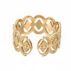 304 Stainless Steel Oval with Rhombus Wrap Open Cuff Ring RJEW-T023-22G-2