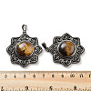 Natural Tiger Eye & Brass Pendants G-K338-09AS-06-3