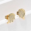 Brass Micro Pave Clear Cubic Zirconia Stud Earrings EJEW-D305-16G-1