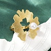 Brass with ABS Plastic Pearl Cuff Rings for Women RJEW-M075-01G-1