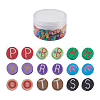 Handmade Polymer Clay Flat Round with Capital Letter Beads CLAY-CW0001-01-17