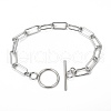 Tarnish Resistant 304 Stainless Steel Paperclip Chain Bracelets STAS-P001-59P-1