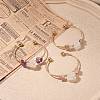 Natural Crystal & Mixed Stone Beads Wrap Cuff Bangle BJEW-JB07262-3