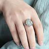 Retro Alloy & Resin Adjustable Open Cuff Rings for Women FS-WG9D7B1-01-3