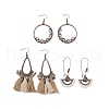 3 Pairs 3 Style Ring & Teardrop & Fan Alloy Dangle Earrnigs with Dalmatian Jasper Chips EJEW-P200-08R-1