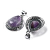 Natural Amethyst Teardrop Pendants G-A093-03AS-01-2