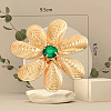 Flower Brass with Glass Finger Rings FS-WG9B9FA-01-2