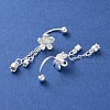 999 Fine Silver Flower Tassel Ear Plug Gauges EJEW-P296-10S-2