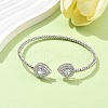 Teardrop Brass Micro Pave Cubic Zirconia Cuff Bangles & Rings Sets for Women SJEW-R002-04P-01-3