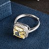 Adjustable 925 Sterling Silver Micro Pave Cubic Zirconia Cuff Rings for Women RJEW-F183-01C-02-3