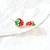 Strawberry Brass Stud Earrings EJEW-V011-04G-3