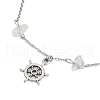 Natural Fluorite Chip Bead Chain Anklets AJEW-AN00671-02-3