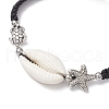 Natural Cowrie Shell Braided Bead Bracelets for Women BJEW-JB11765-01-3