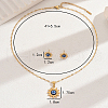 Vintage Stainless Steel & Plastic Sun with Evil Eye Stud Earrings & Pendant Necklaces Set for Women EW9229-2