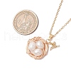 Mother's Day Jewellery Natural Cultured Freshwater Pearl Copper Wire Wrapped Bird Egg Nest Pendant Necklaces NJEW-TA00189-3