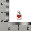 925 Sterling Silver FireBrick Enamel Heart Lock Charms STER-D305-03P-3