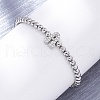 Brass Round Beads Stretch Bracelets BJEW-A034-05P-6