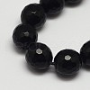Faceted Round Grade A Black Stone Beads Strands G-N0137-04-8mm-1