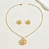 Stainless Steel Round Pendant Necklaces & Stud Earring Sets for Women EN9770-2