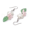 Flower 304 Stainless Steel Handmade Lampwork Dangle Earrings EJEW-JE06430-02-4