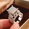 Brass Micro Pave Clear Cubic Zirconia Finger Rings FS-WG69587-09-1