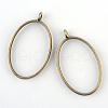 Rack Plating Alloy Oval Open Back Bezel Pendants PALLOY-S047-26F-FF-1