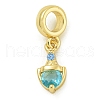 Rack Plating Brass Pave Cubic Zirconia Shield European Dangle Charms KK-Z067-44G-01-1