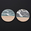 Transparent Resin & Walnut Wood Pendants X-RESI-T035-25-A02-3
