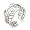 Non-Tarnish 304 Stainless Steel Hollow Spider Web Open Cuff Ring for Women RJEW-M149-25P-3