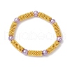 Snowflake Alloy Spacer and Glass Pearl Beaded Stretch Bracelets for Women BJEW-JB11803-01-2